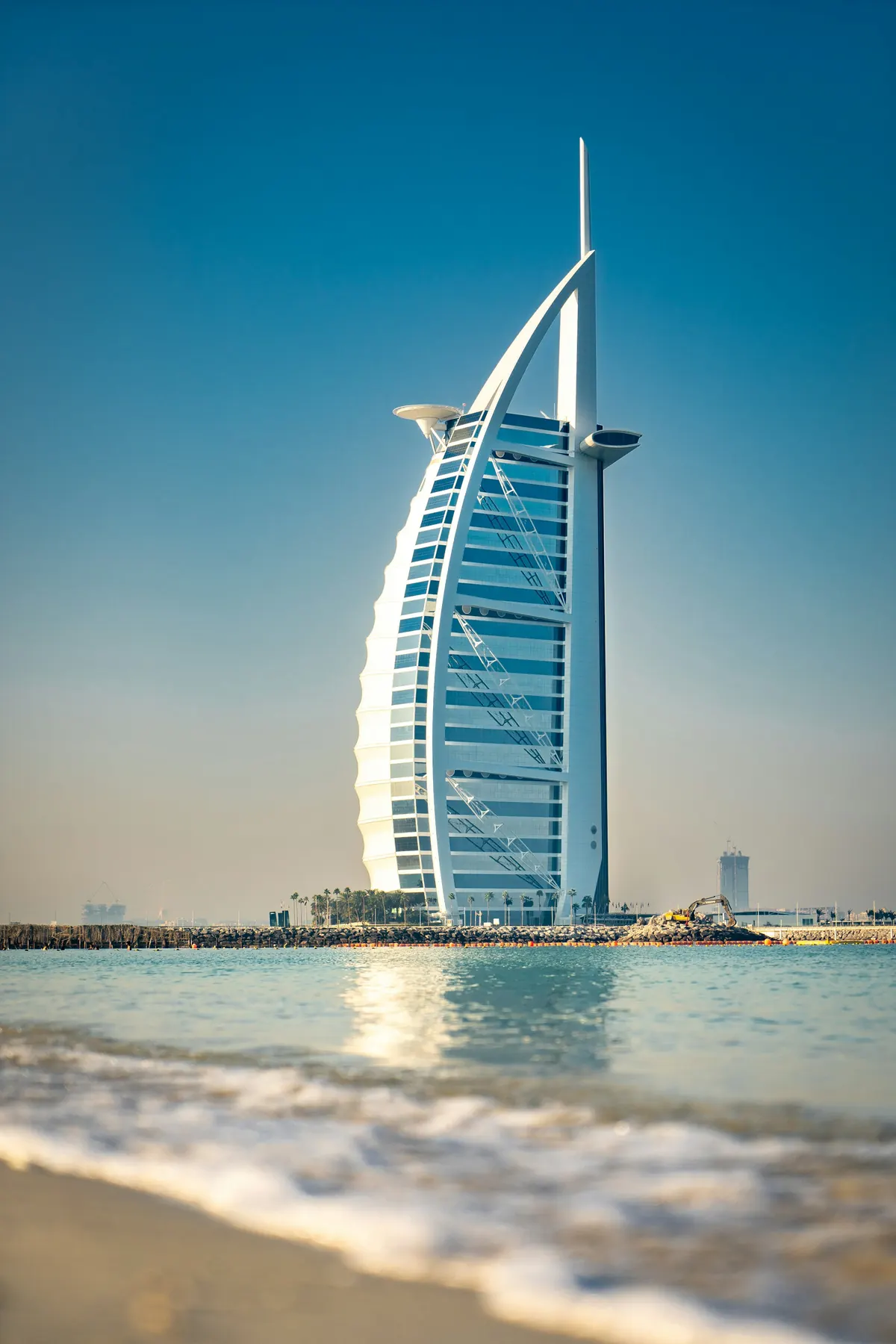 The Burj Al Arab rising above the beach in Dubai