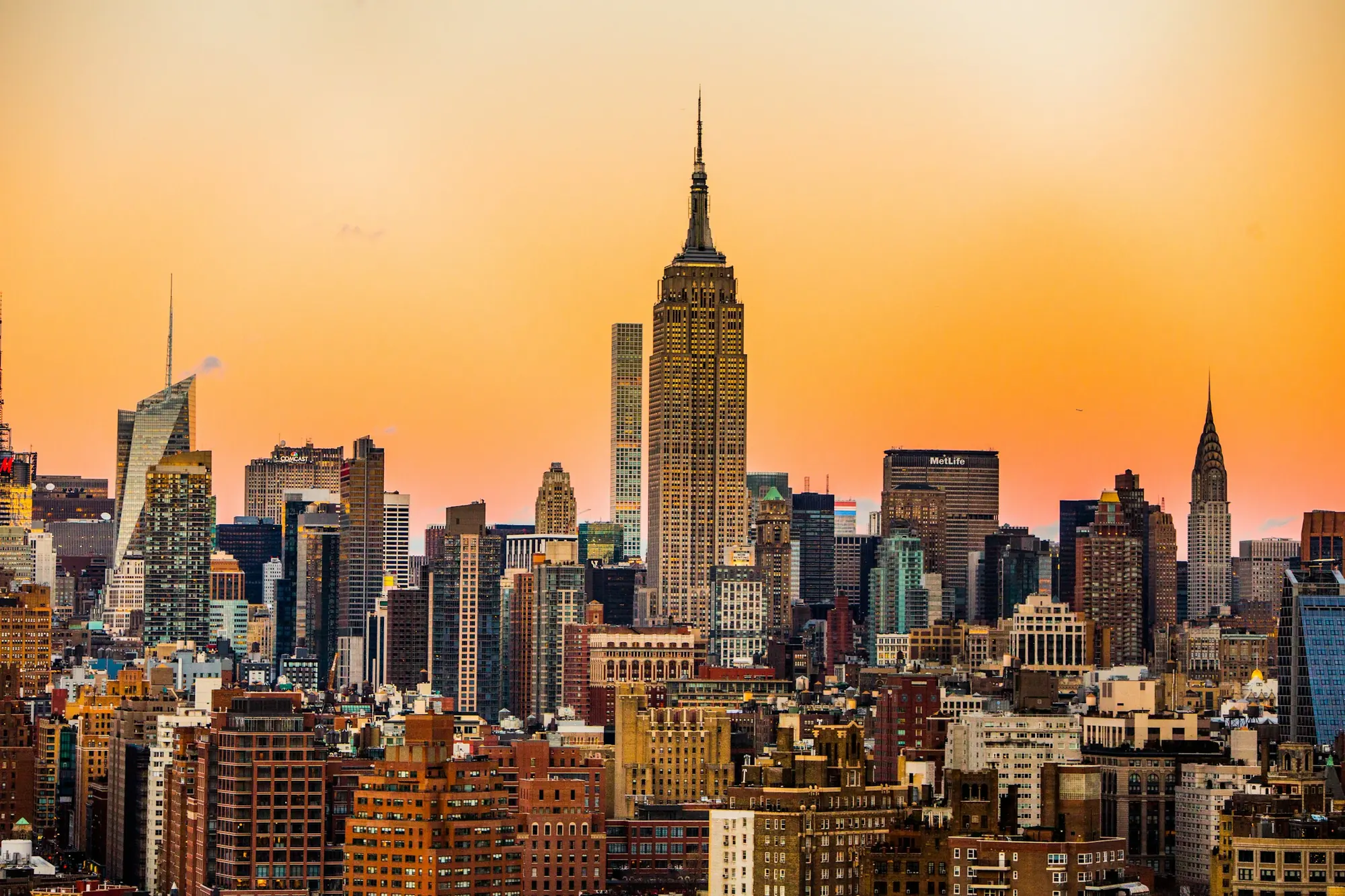 Midtown Manhattan and the Empire State Building at sunset